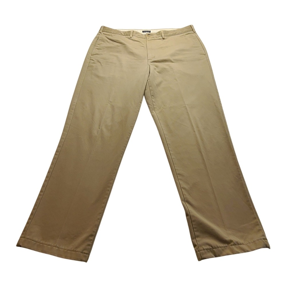 Lands End Traditional Fit Chino Pants Men's 40 Tan Khaki Straight Leg Cotton